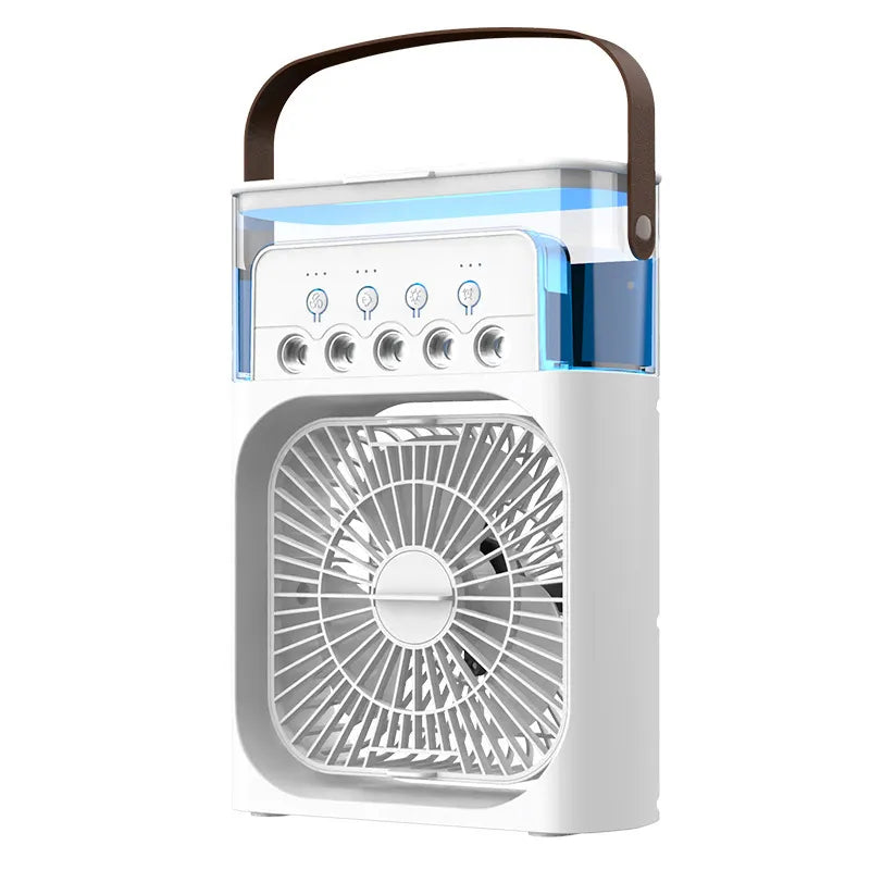 Portable fan with handle on a white background