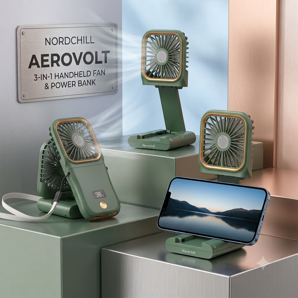 AeroVolt | Power Bank, Handheld Fan & Phone Stand 3-in-1