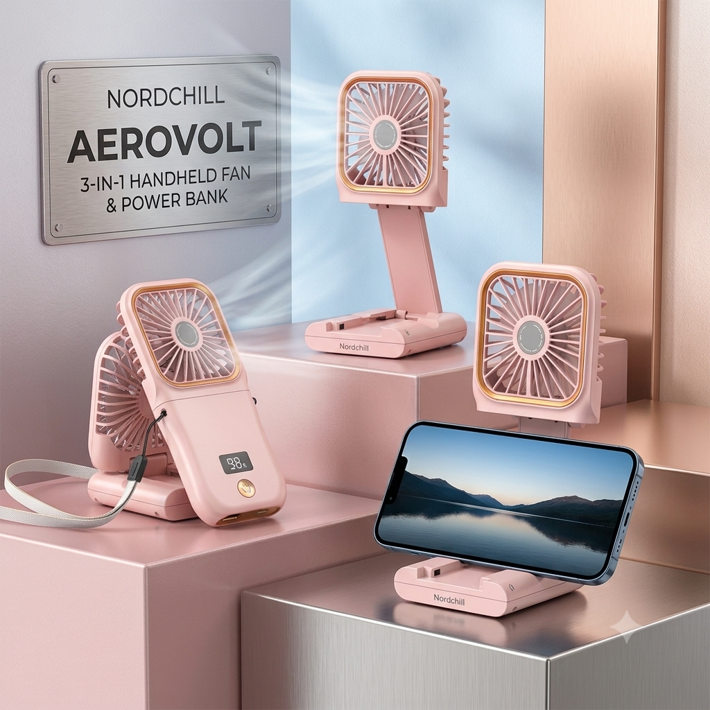 AeroVolt | Power Bank, Handheld Fan & Phone Stand 3-in-1