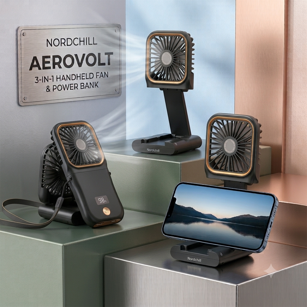 AeroVolt | Power Bank, Handheld Fan & Phone Stand 3-in-1